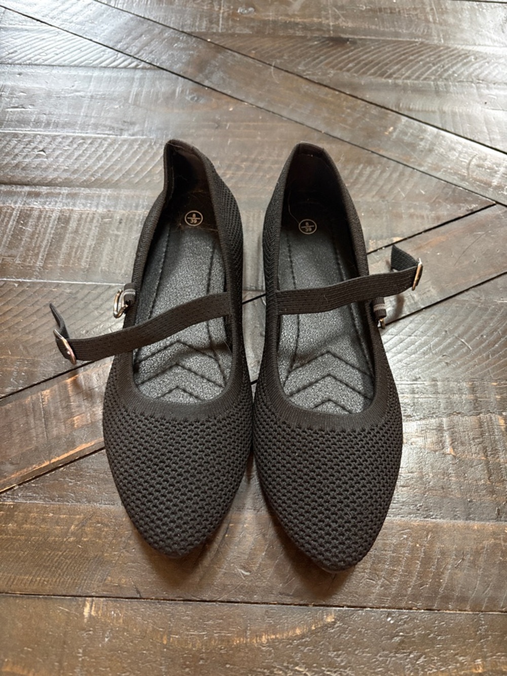 Women's Black Mary Jane Flats - Lightweight Knit Comfort